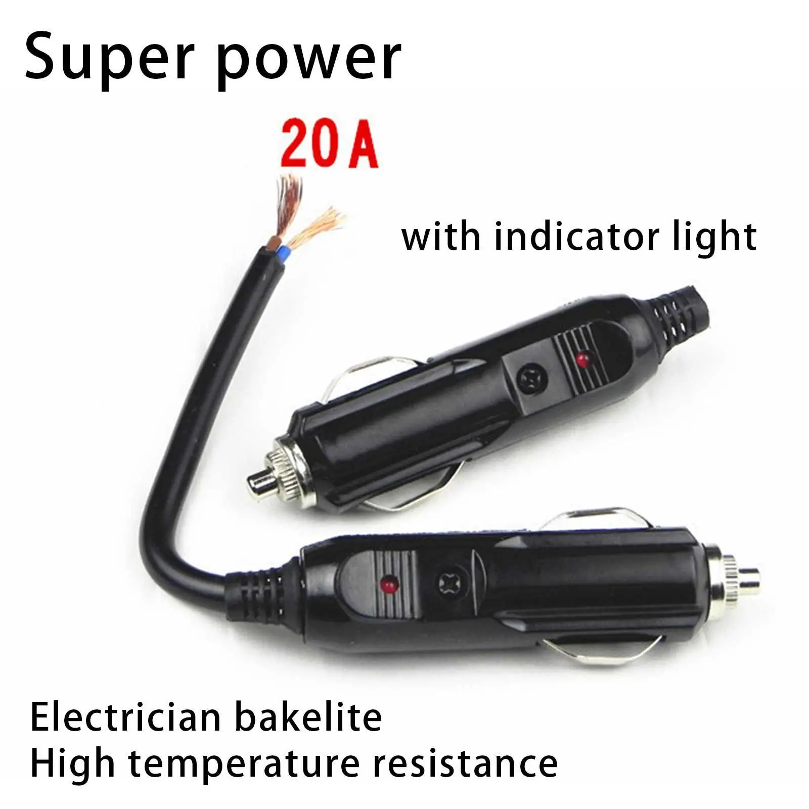 Premium 12V to 24V Vehicle Cigarette Lighter Plug Adapter with Indicator Light