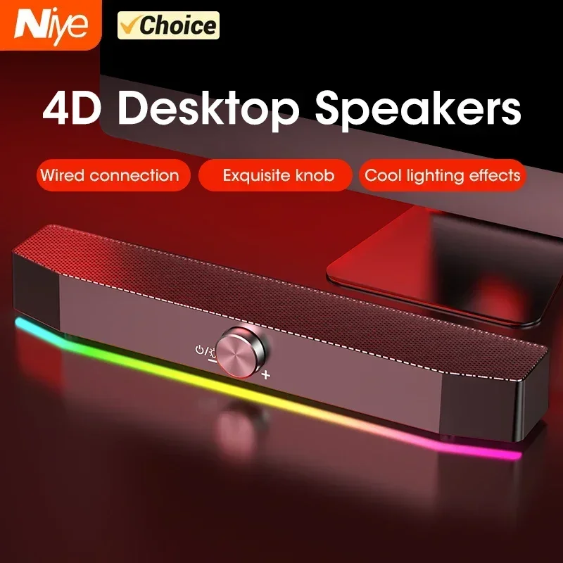 Niye Bluetooth Soundbar with 4D Surround, RGB Lighting & Deep Bass Subwoofer - Perfect for Home Theatre & Gaming - 120W