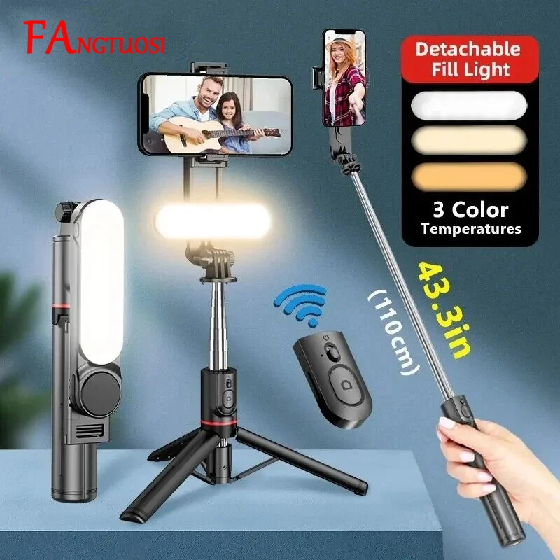 FANGTUOSI L15 Wireless Selfie Stick Tripod with LED Light for Smartphones