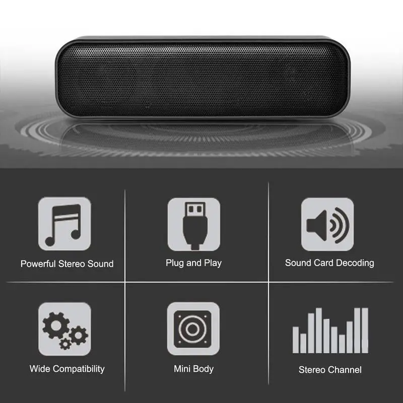 USB-Powered Soundbar with Dual Subwoofers for TVs, Laptops & PCs
