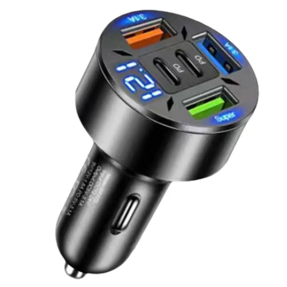 Professional 250W Car Charger with 5 Ports and LED Digital Display for Fast Charging iPhone and More