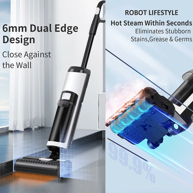 Robot Lifestyle 2025 Cordless Handheld Steam Vacuum Cleaner - 14000Pa Suction, Brushless Motor