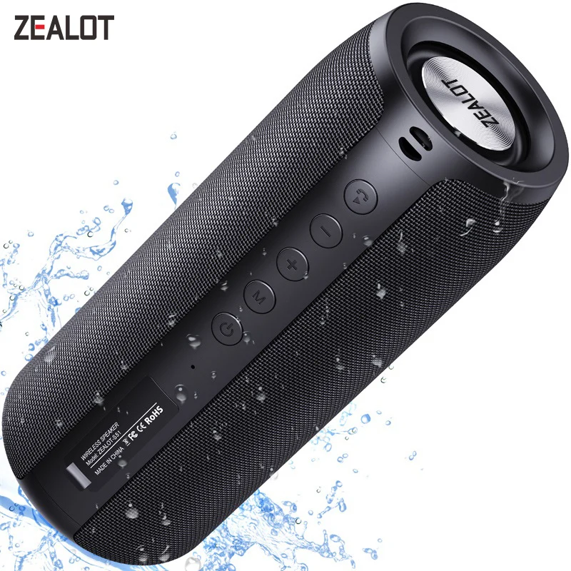 ZEALOT S51 Portable Bluetooth Speaker - Waterproof TWS Wireless Boombox with Powerful Bass