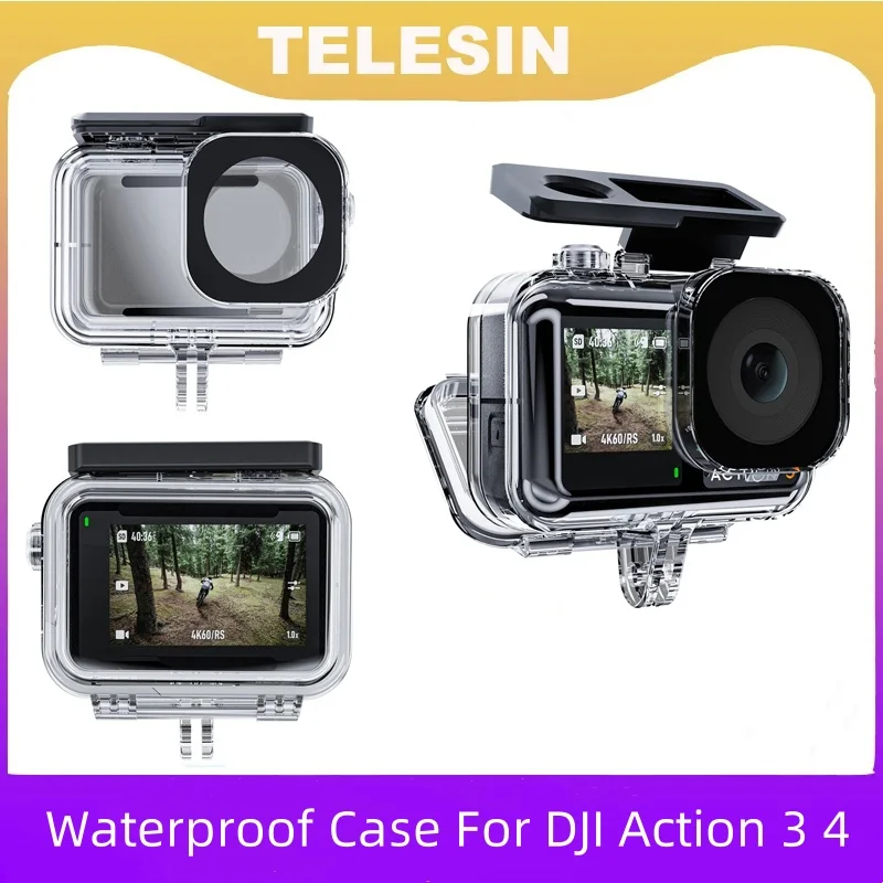 TELESIN 45M Waterproof Case for DJI OSMO Action 3/4 - Underwater Diving Housing