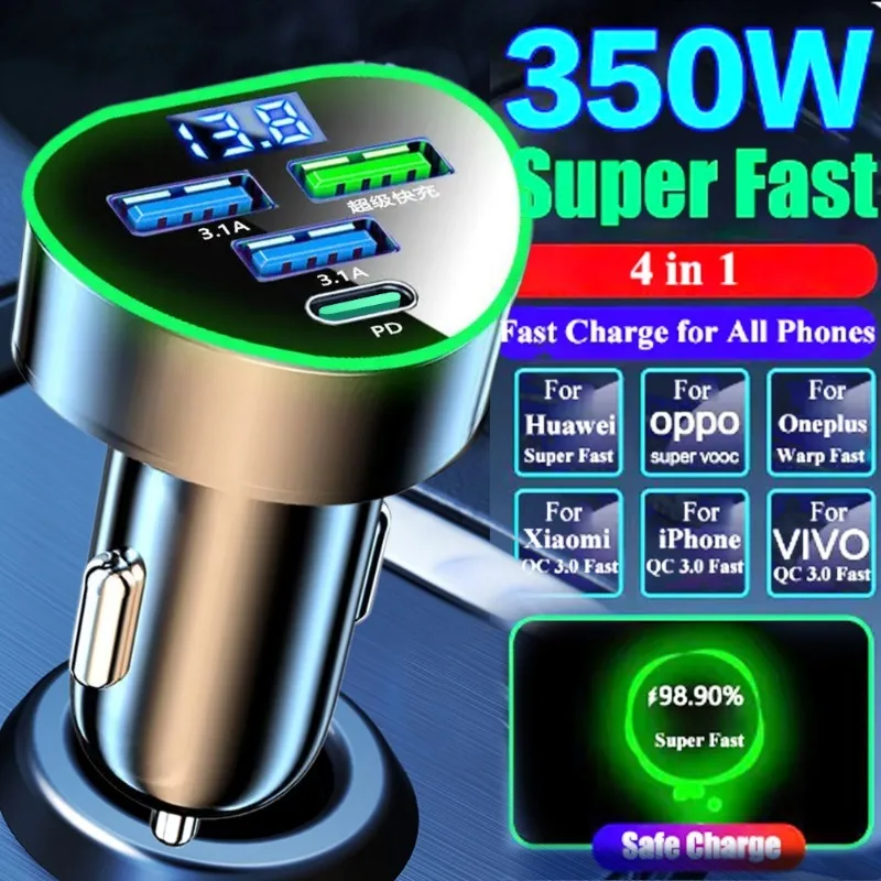 Heart-Shaped Car Digital Fast Charging Charger with LED Voltage Display