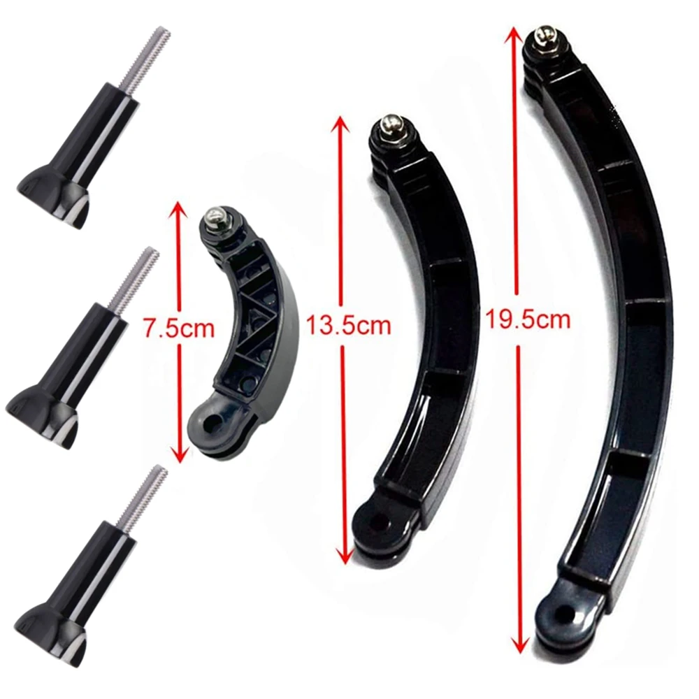 VeFly 3-Length Helmet Curved Extension Arm Mount Pole for GoPro, Hero 11 10 9 8 7, Yi 4K, DJI - Camera Accessories