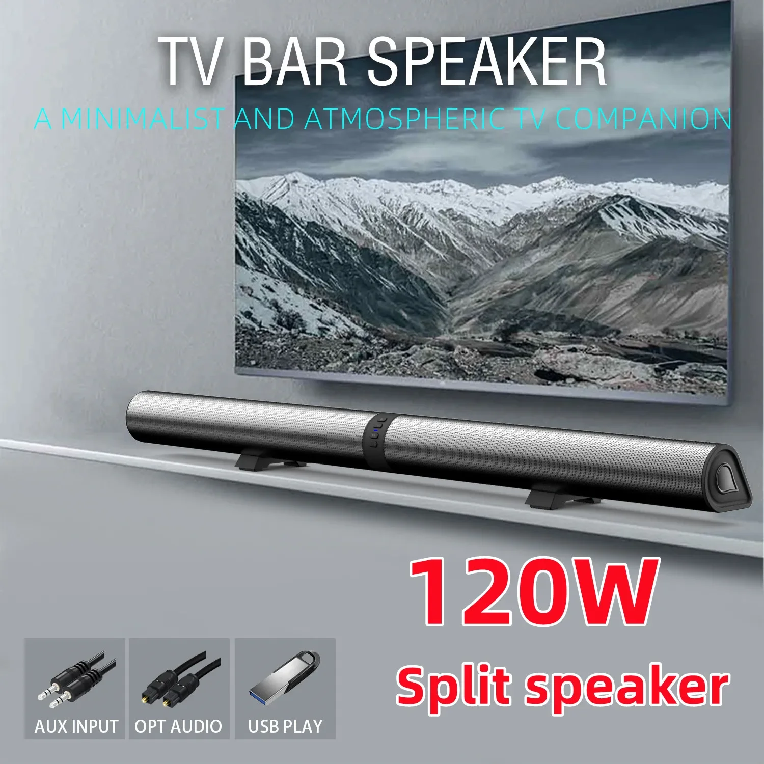 Premium 120W Bluetooth Soundbar with 360° Surround Sound for TV and PC