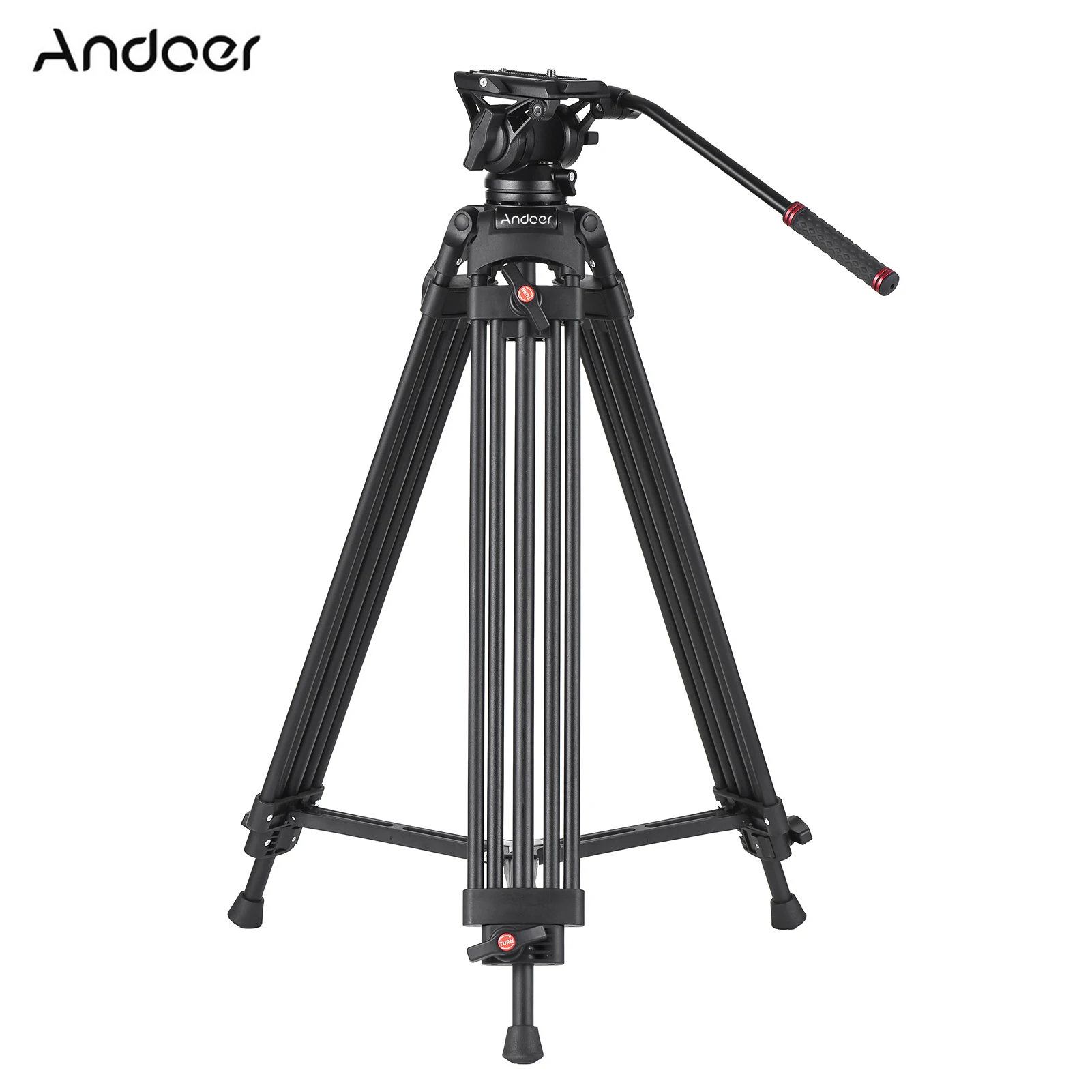 Andoer D1801 Professional Photography Tripod Stand with Fluid Head 3-Section Extendable Legs for DSLR Cameras and Camcorders
