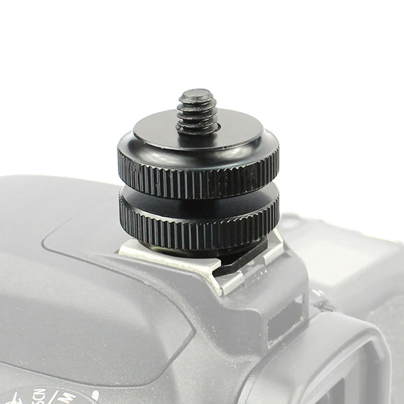 Aluminum Dual Nut Hot Shoe Mount Phone Holder Double-Layer Camera Adapter