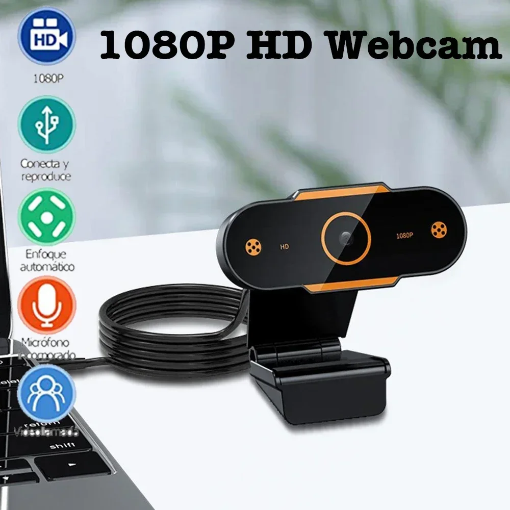 1080P HD Webcam with Microphone for Online Teaching and Video Streaming