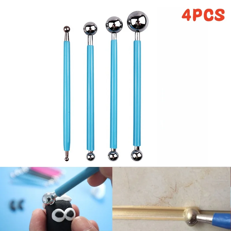 4Pcs Dotting Tools Ball Stylus Set for DIY Polymer Clay and Tile Grout - 8 Sizes