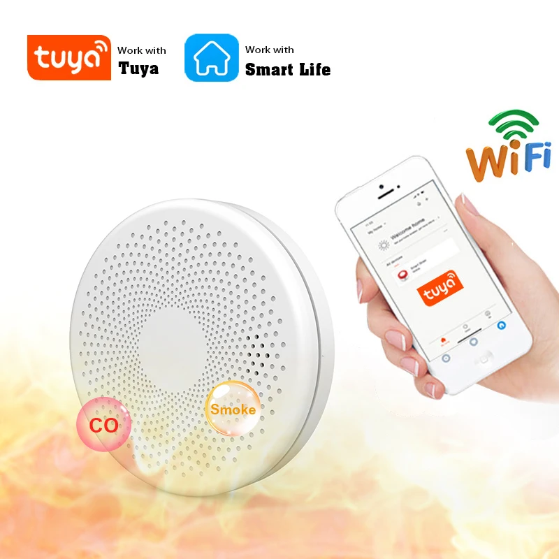 Tuya WiFi 2-in-1 Smart Carbon Monoxide & Smoke Detector Alarm