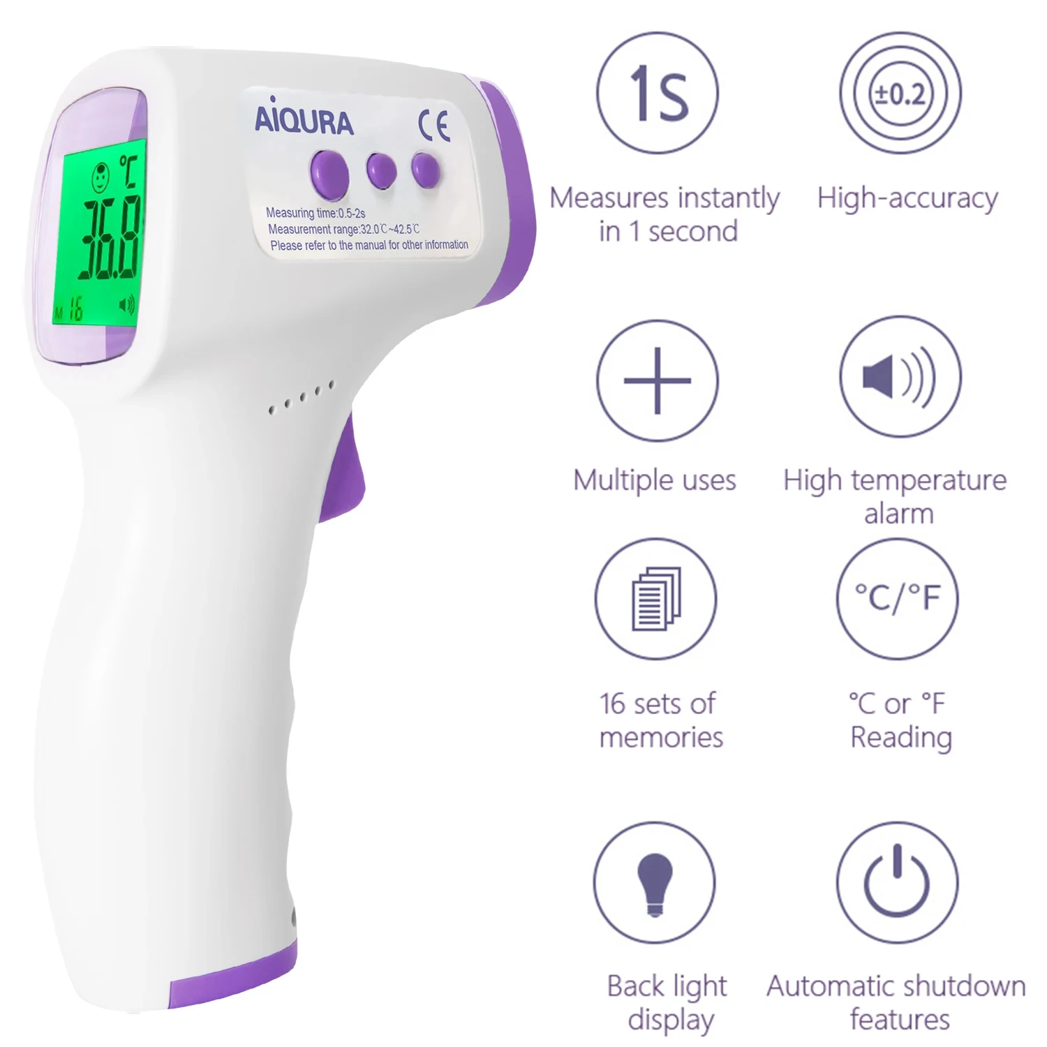 Non-Contact Infrared Digital Thermometer for Body Temperature Monitoring