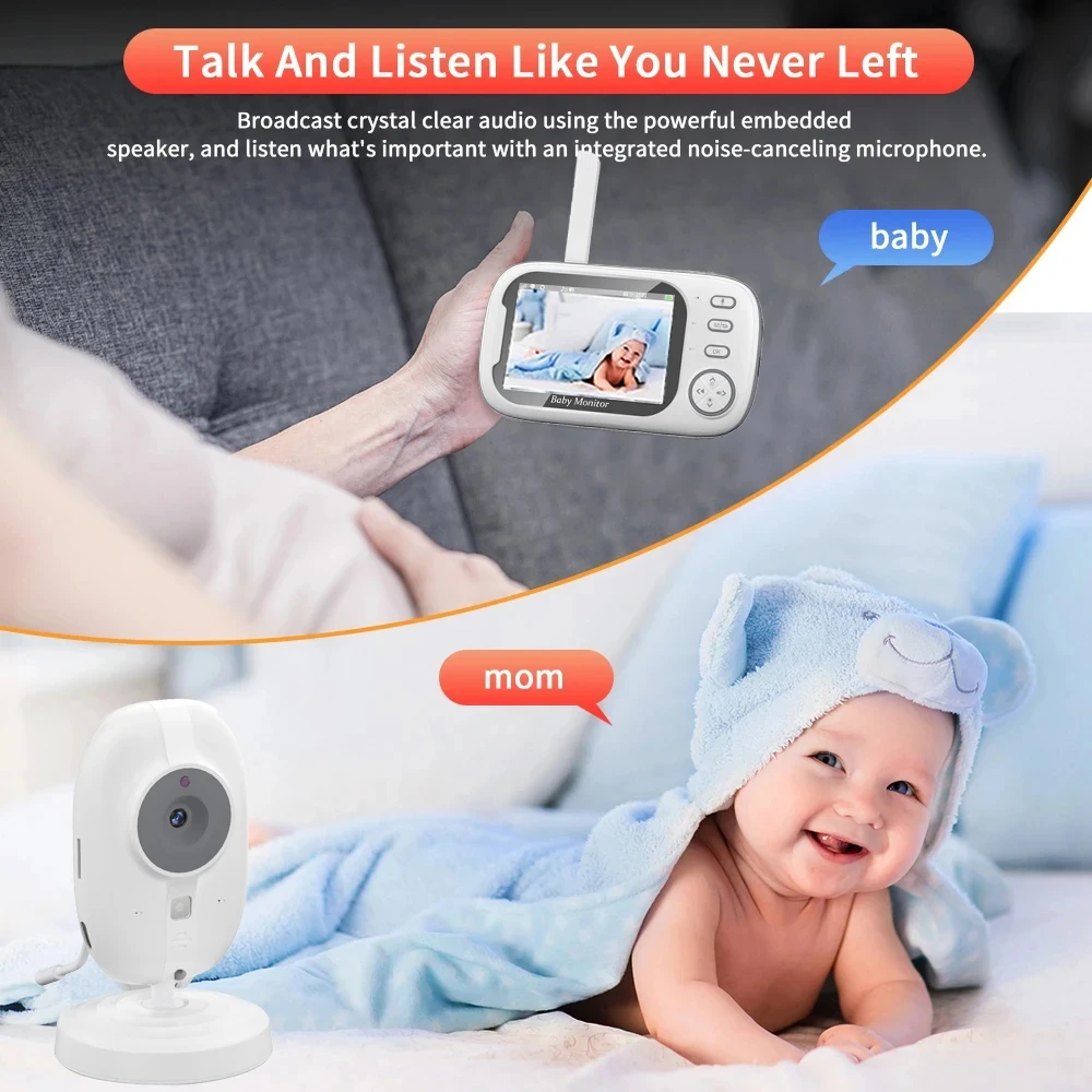 PHONEPACE 3.5 inch Wireless Video Baby Monitor with Night Vision & Temperature Monitoring