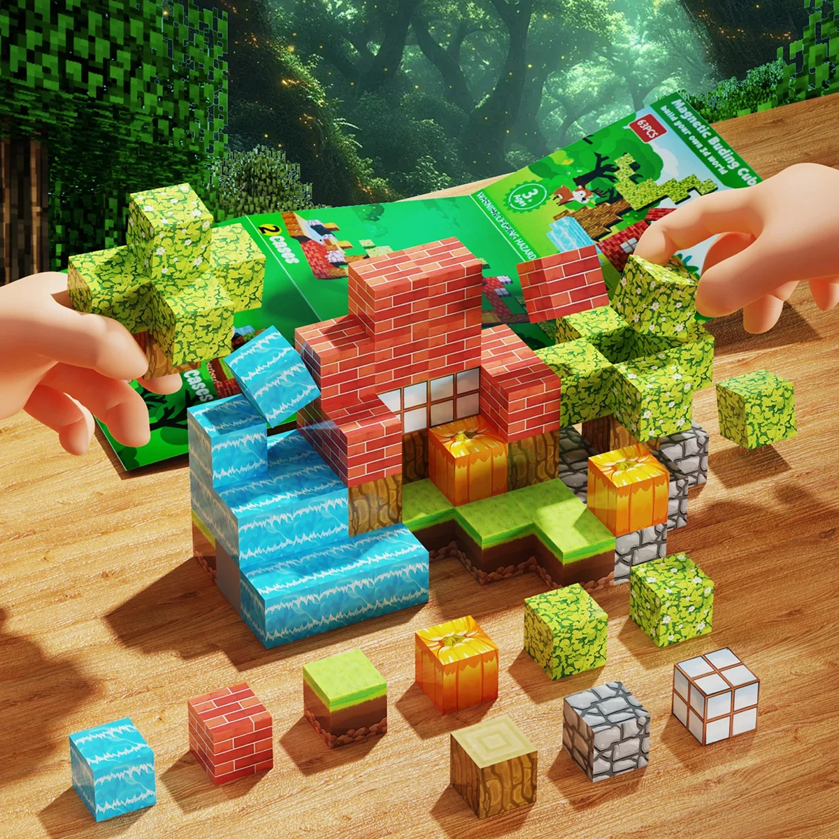 100-Piece Magnetic Blocks Construction Set for Kids | STEM Sensory Toys Gift