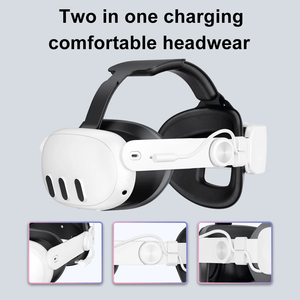 Adjustable Elite VR Head Strap with 6000mAh Rechargeable Battery for Meta Quest 3 VR Headset