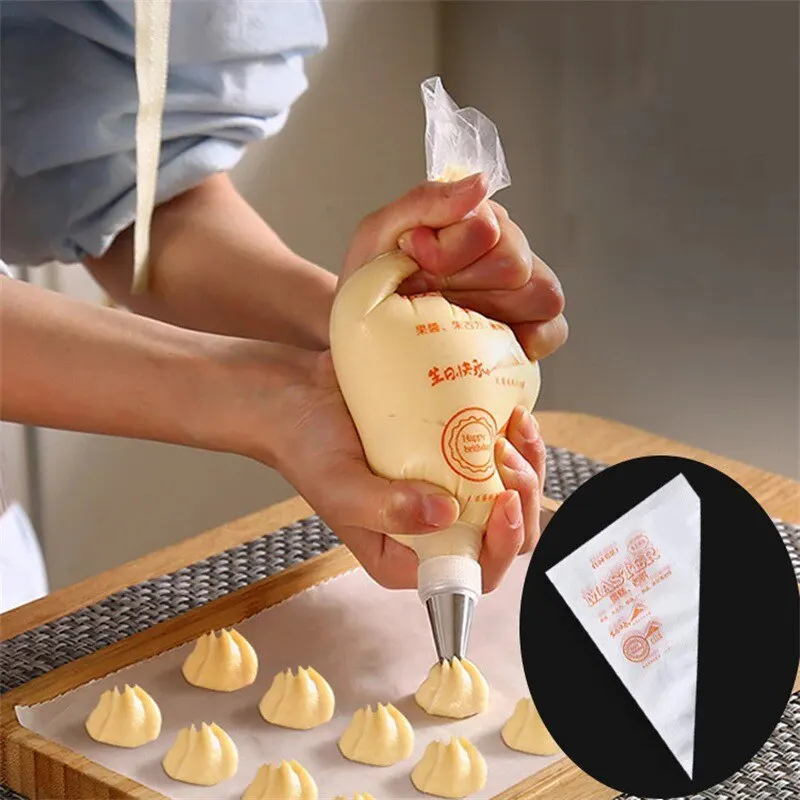 100 Disposable Laminating Nozzle Bags - Transparent Small Size for Baking Desserts
