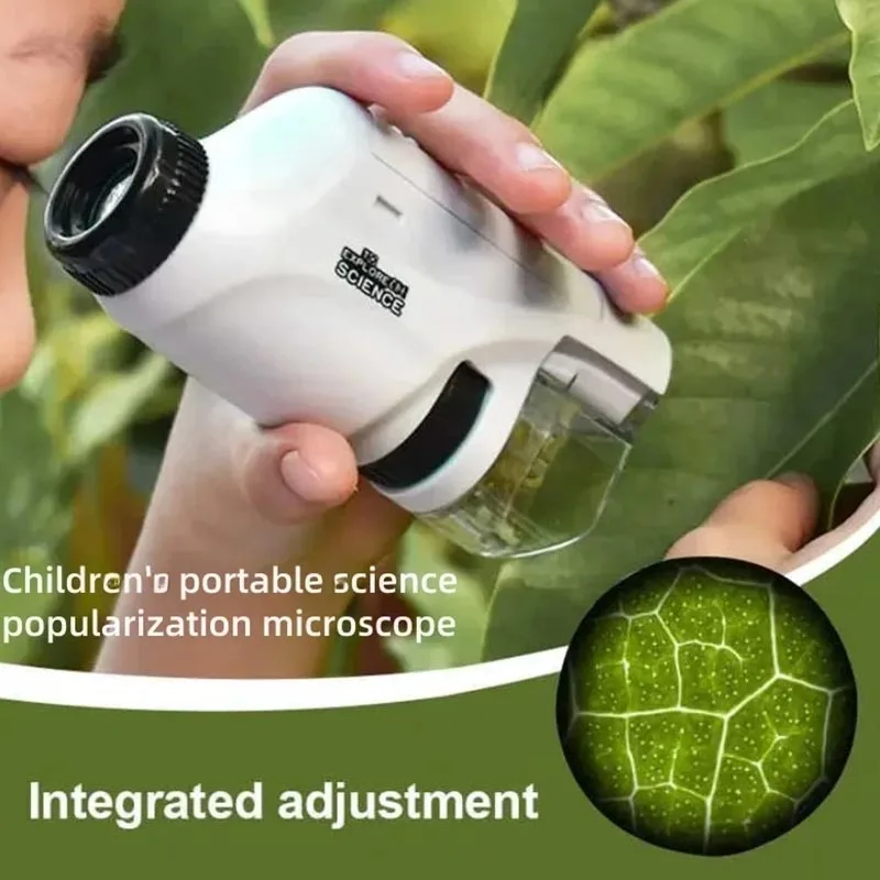 Portable Pocket Microscope Kit with LED Light for Children's Science Exploration