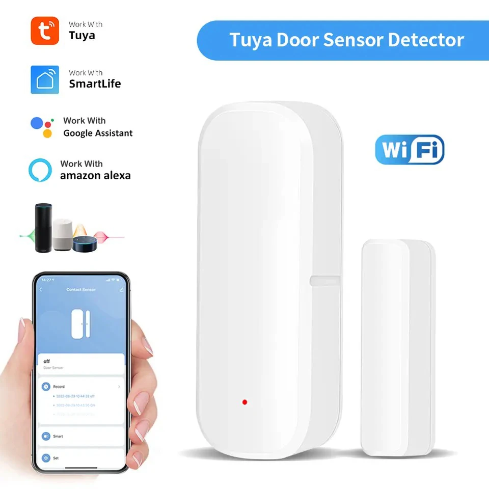 Tuya Smart Home WiFi Door Sensor - Smart Life Window/Door Open/Close Detector & Alarm (Works with Alexa)