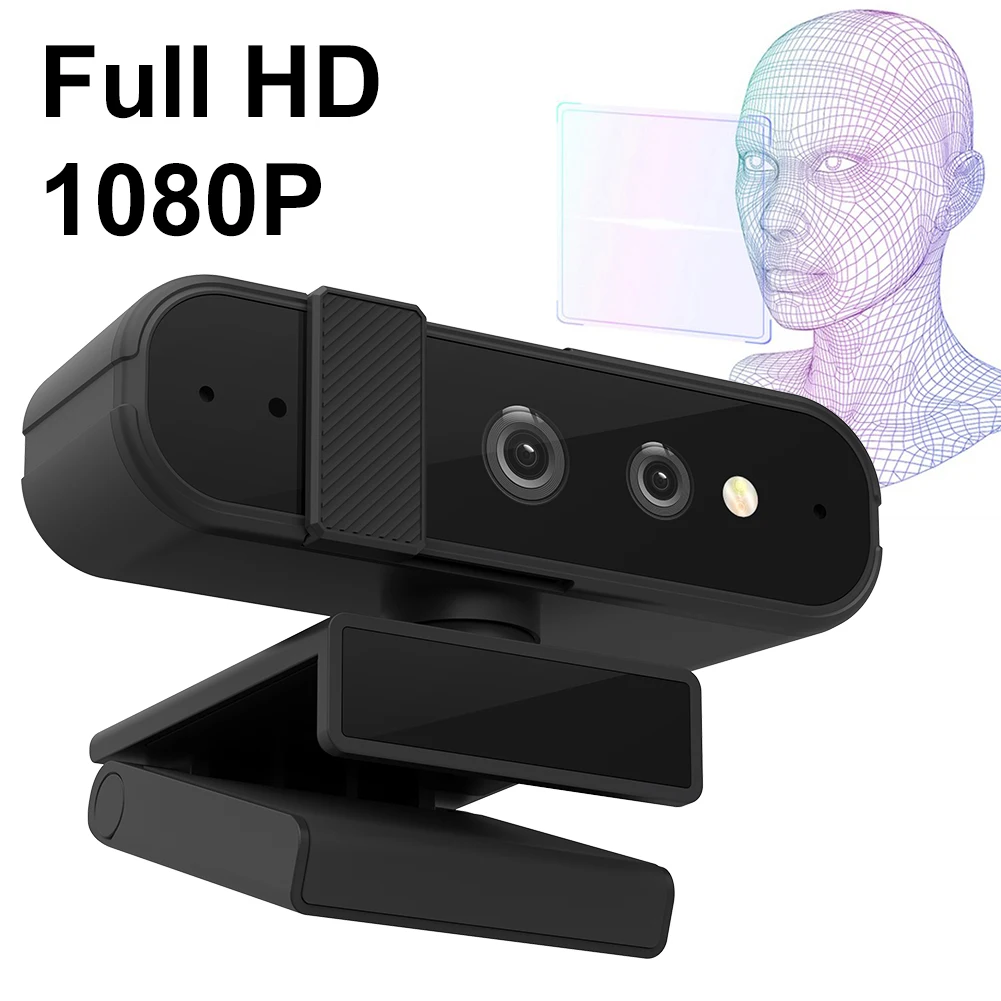 ALLOYSEED 1080P Facial Recognition USB Computer Web Camera with Dual Microphones for OBS/Gaming/Zoom/FaceTime/Teams/Twitch