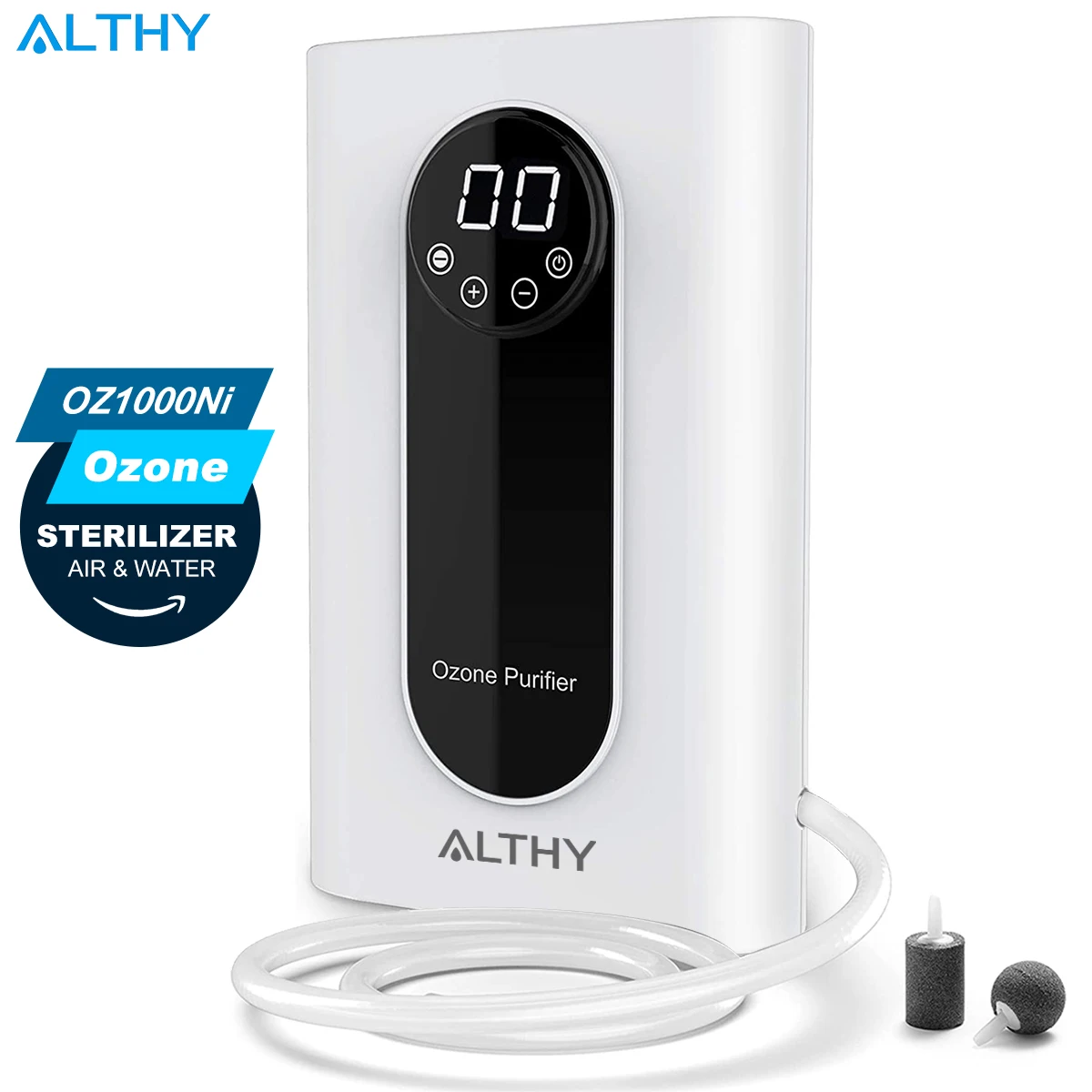 ALTHY Ozone Generator Machine - 1000 mg/h Timer Ozonizer for Water, Air, and Oil