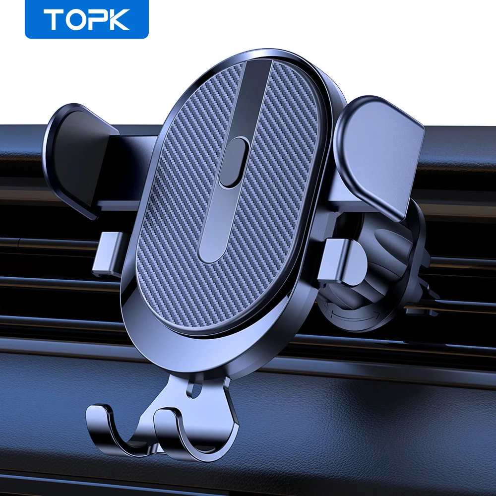 TOPK 2023 Auto Locking Universal Car Phone Holder Mount with Hook Clip for Car Air Vent