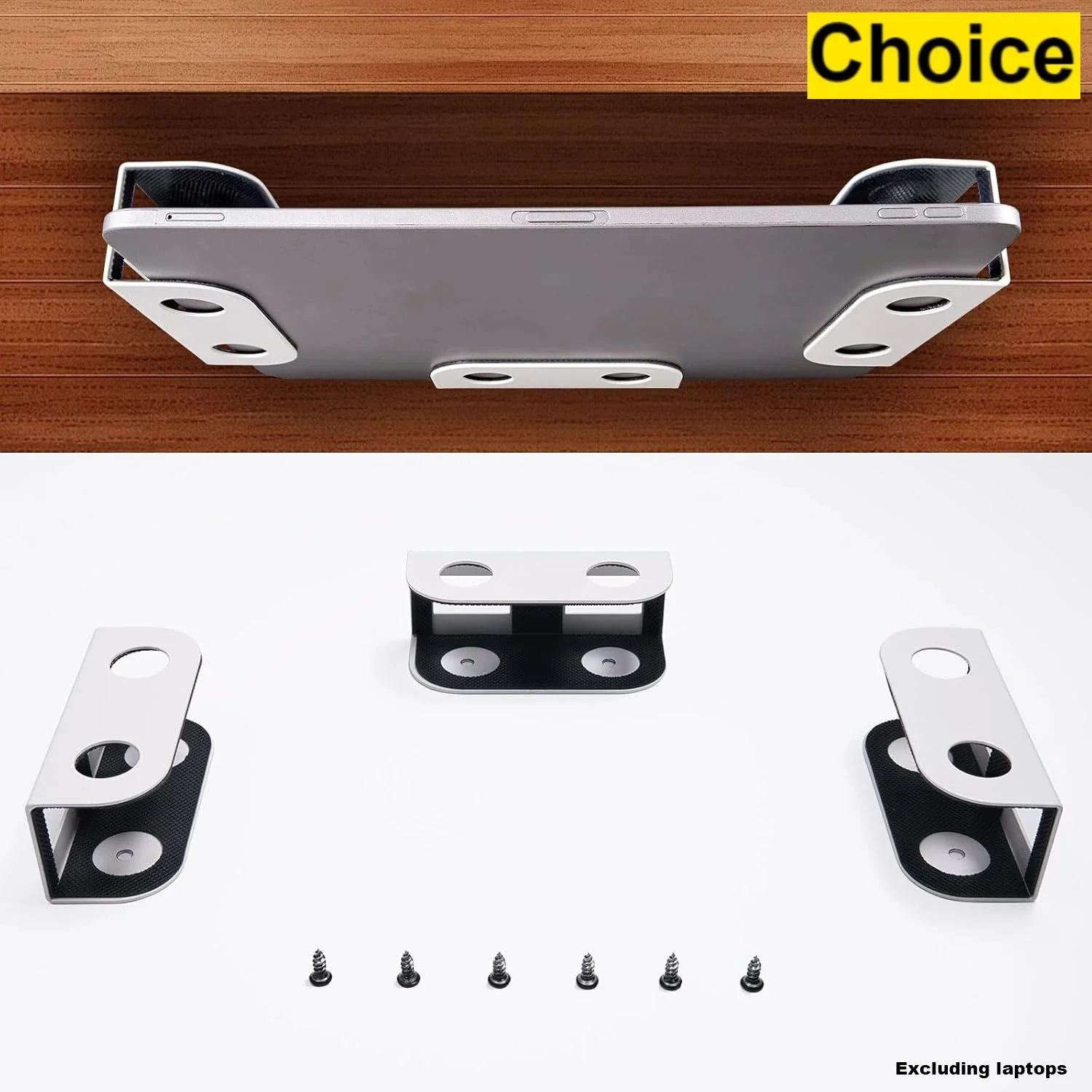 Metal Under Desk Laptop Mount Shelf Holder for Laptop, Mac Mini, Macbook, Keyboard with Anti-Scratch Silicone