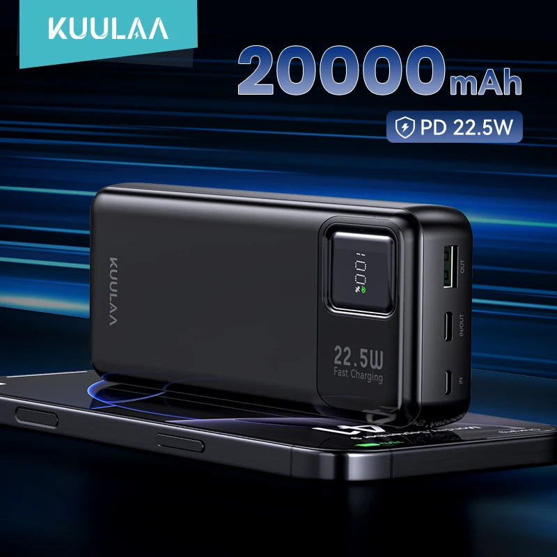KUULAA 20000mAh Power Bank with 22.5W Fast Charging for iPhone, Xiaomi, and More