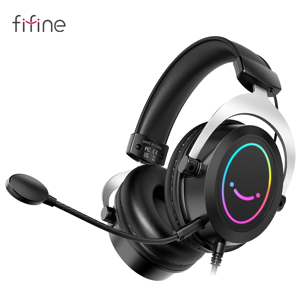 FIFINE H3 Gaming Headset with Dynamic RGB Lighting, Microphone, and In-line Control