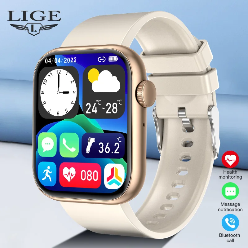 LIGE Bluetooth Smartwatch with Temperature Monitoring & Fitness Tracking
