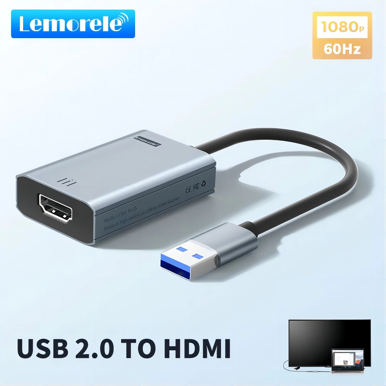 Lemorele USB to HDMI Adapter | USB 3.0 Male to HDMI Female Converter Cable