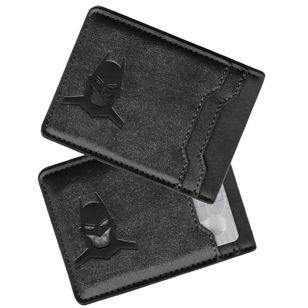 Superhero Mask Bat ID Slim Leather Card Holder Wallet - Ideal Gift for Men