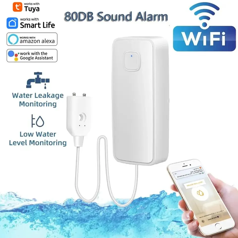 ONENUO Tuya WiFi Smart Water Leak Sensor with 80dB Sound Alarm