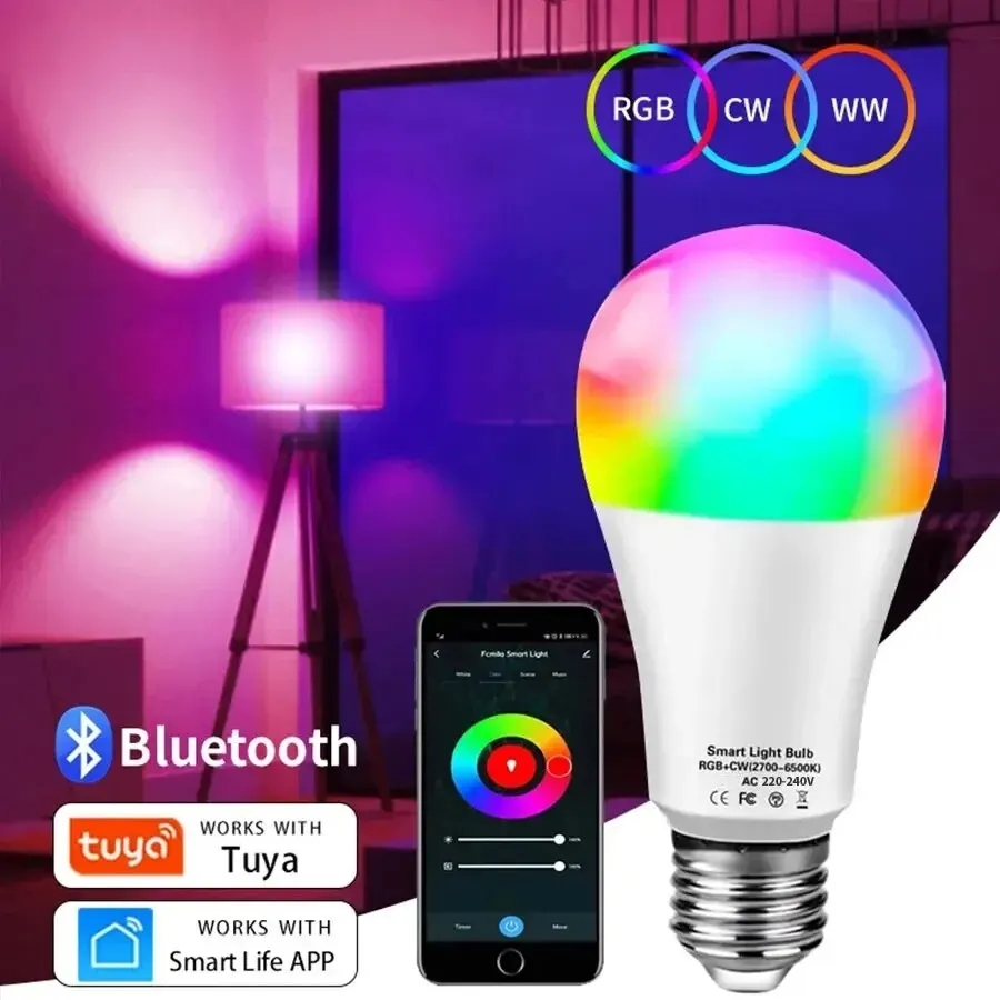Tuya Smart LED Bulb E27 Bluetooth RGB Lamp 220V