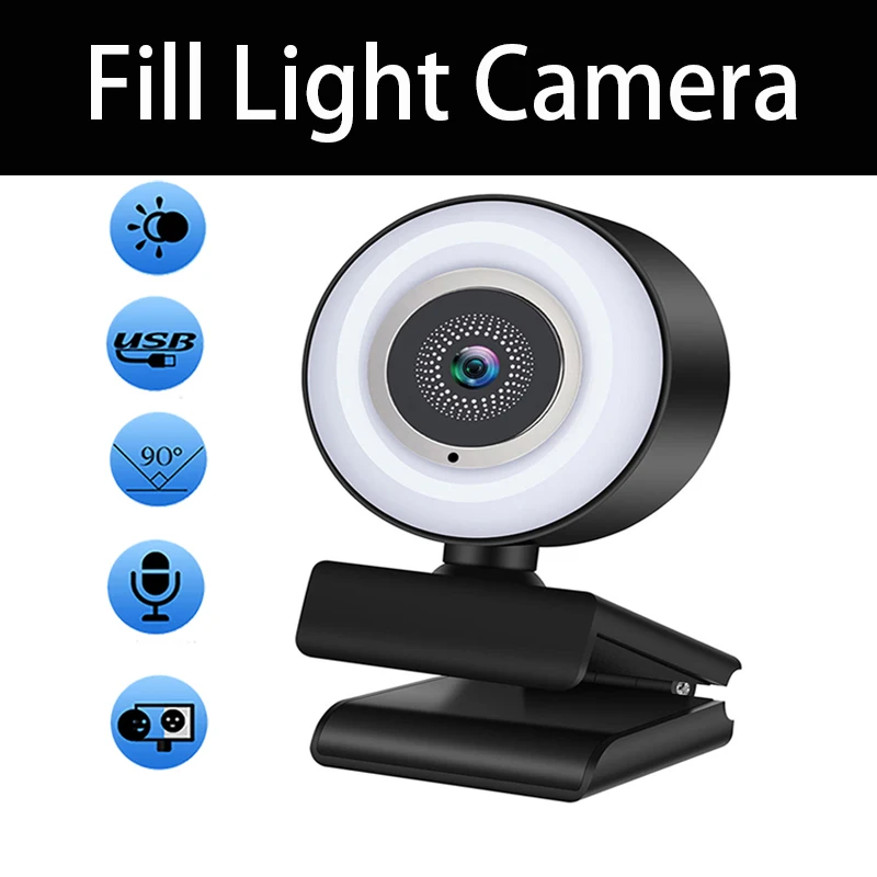 BLKJ 1080P Mini Camera with Ring Fill Light & Microphone