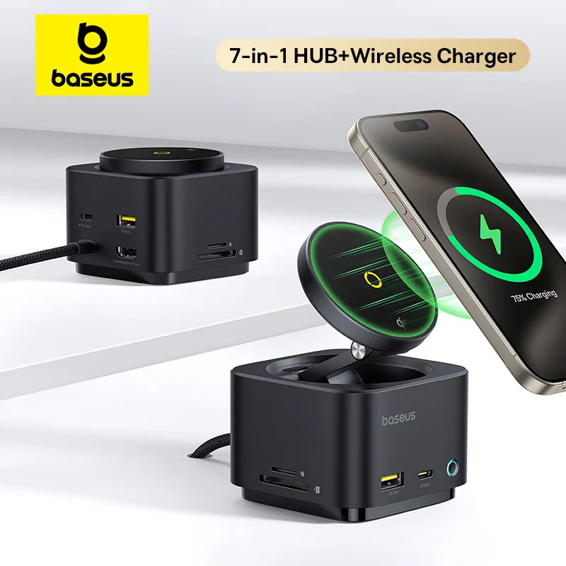 Baseus MagPro Series II 7-in-1 HUB Magnetic Wireless Charger 15W for iPhone 12 11 Pro Max HDMI 4K@60Hz USB 3.1 SD TF PD 100W Docking Station
