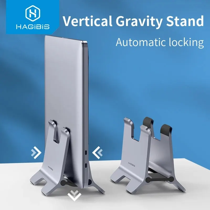 Hagibis Aluminium Vertical Laptop Stand - Space-Saving Dock for MacBook/Surface/HP/Dell/Chromebook