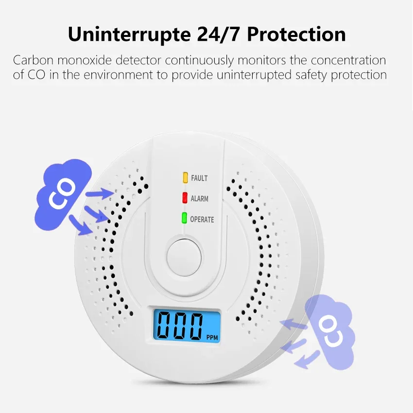 High Sensitive Carbon Monoxide Alarm Detector with LCD Display