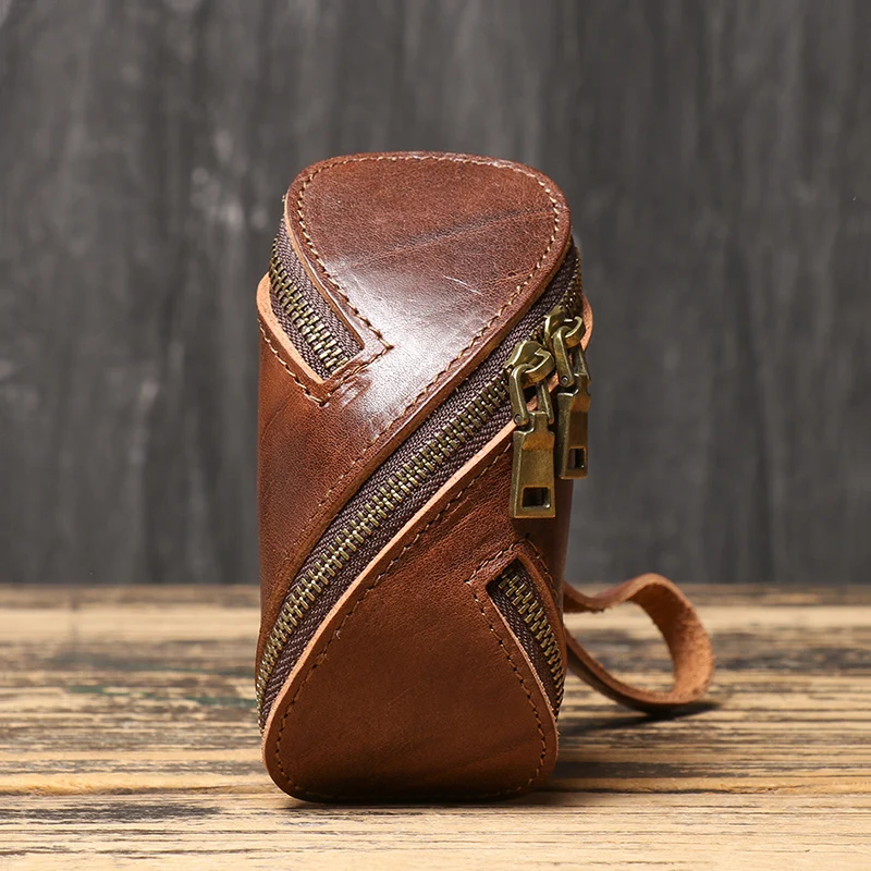 Vintage Genuine Leather Coin Purse Key Bag Unisex Cowhide Wallet Clutch